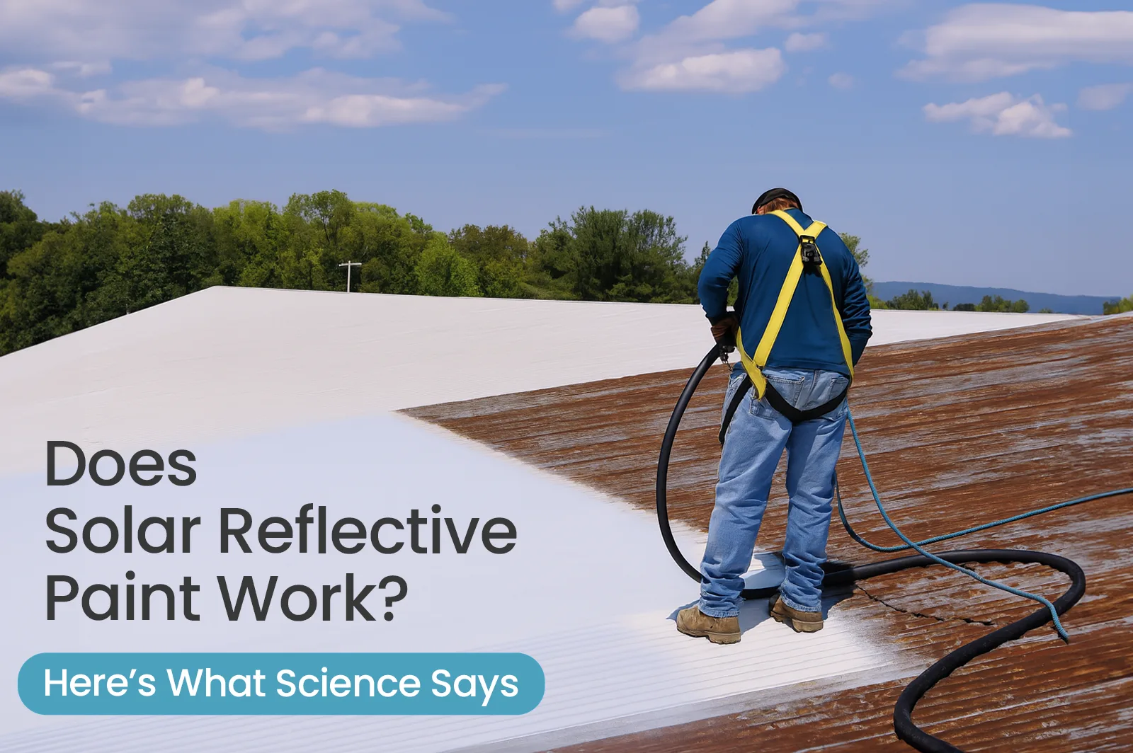Heat reflective paint is applied on the rooftop for temperature control and energy efficiency. solar reflective paint works